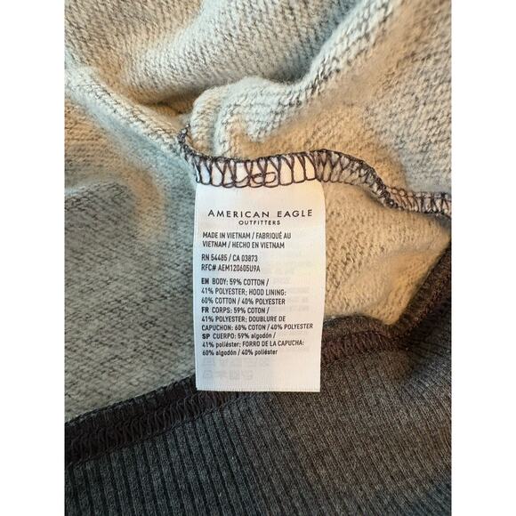 American Eagle Full Zip Hoodie Fleece Jacket Size Large Gray Graphic Pockets EUC - Picture 5 of 7